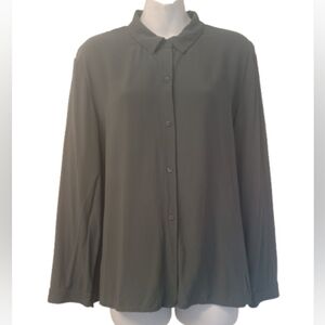 Eileen Fisher Button Down Collared Longsleeves 100%Silk Size: L